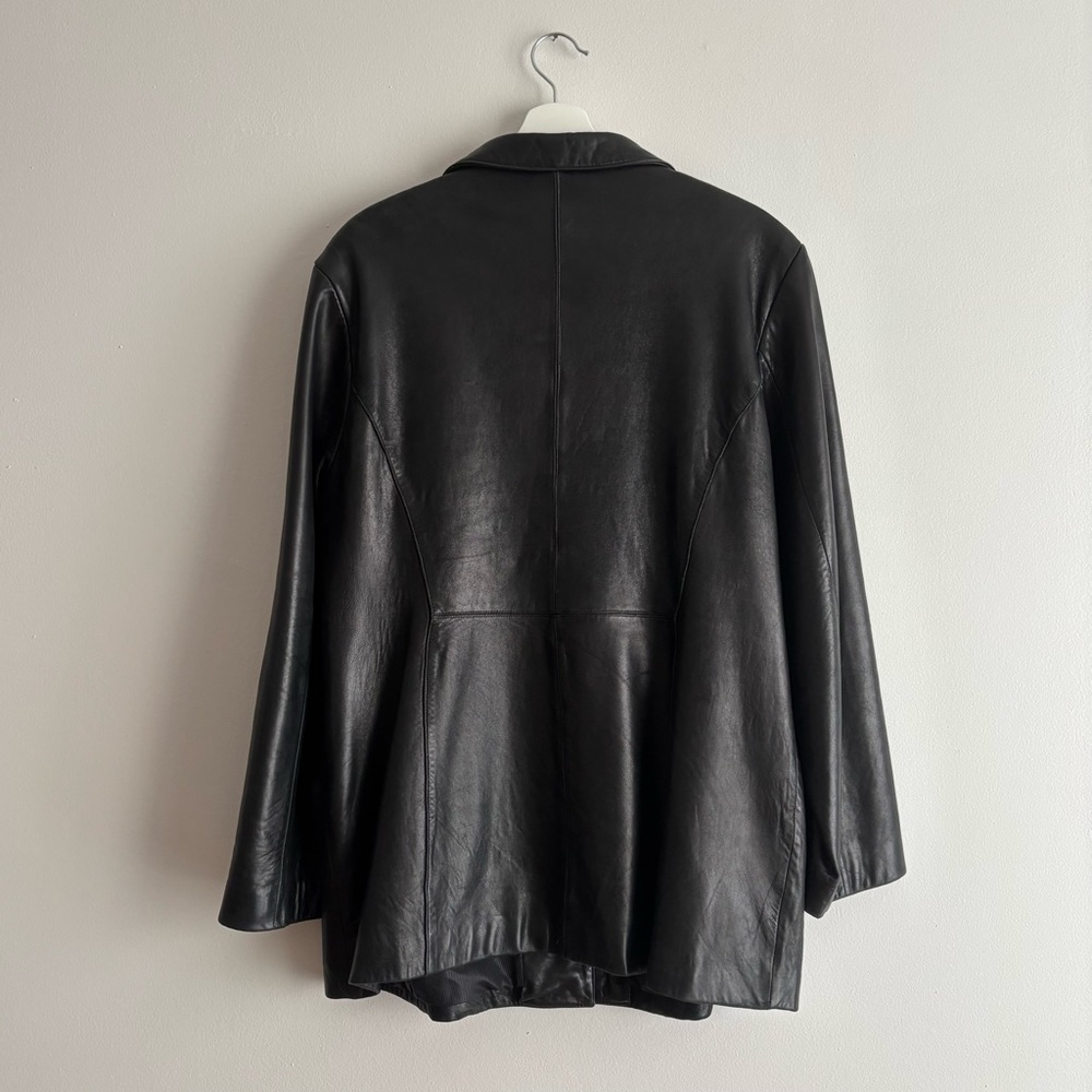 Danier Black Leather Button-Front Coat - Picture 9 of 16